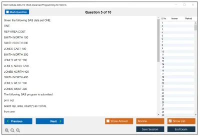 SAS Institute A00-212 SAS Advanced Programming for SAS 9 Practice test exam simulator test engine exam Prep practice test questions answers Image 5