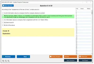 ASIS ASIS-CPP ASIS - Certified Protection Professional (CPP) Exam Practice test exam simulator test engine exam Prep practice test questions answers Image 8