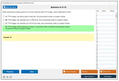 AccessData A30-327 AccessData Certified Examiner Practice test exam simulator test engine exam Prep practice test questions answers Image 8