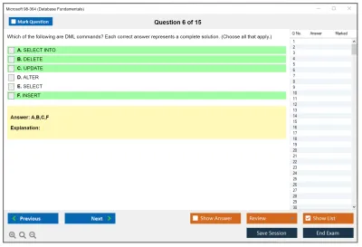 Microsoft 98-364 Database Fundamentals Practice test exam simulator test engine exam Prep practice test questions answers Image 6