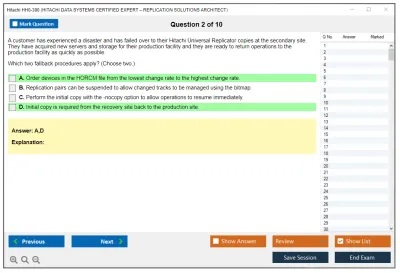 Hitachi HH0-300 HITACHI DATA SYSTEMS CERTIFIED EXPERT – REPLICATION SOLUTIONS ARCHITECT Practice test exam simulator test engine exam Prep practice test questions answers Image 2