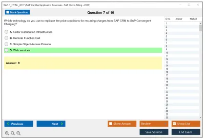SAP C_HYBIL_2017 SAP Certified Application Associate - SAP Hybris Billing - 2017 Practice test exam simulator test engine exam Prep practice test questions answers Image 7
