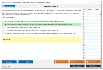 Oracle 1z0-1054-21 Oracle Financials Cloud: General Ledger 2021 Implementation Essentials Practice test exam simulator test engine exam Prep practice test questions answers Image 10
