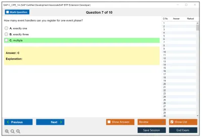 SAP C_CPE_16 SAP Certified Associate - Backend Developer - SAP Cloud Application Programming Model Practice test exam simulator test engine exam Prep practice test questions answers Image 7