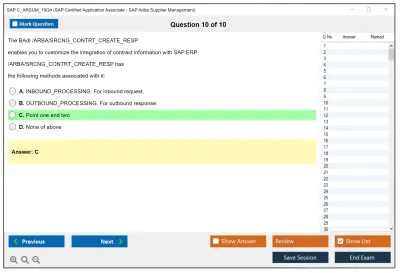 SAP C_ARSUM_19Q4 SAP Certified Application Associate - SAP Ariba Supplier Management Practice test exam simulator test engine exam Prep practice test questions answers Image 10