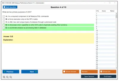 IBM C1000-085 IBM Netezza Performance Server V11.x Administrator Practice test exam simulator test engine exam Prep practice test questions answers Image 4