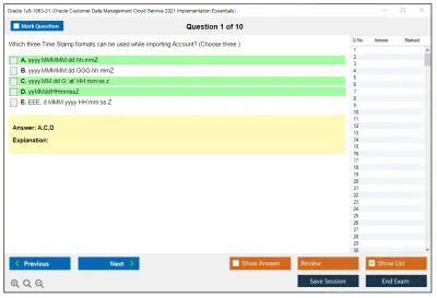 Oracle 1z0-1063-21 Oracle Customer Data Management Cloud Service 2021 Implementation Essentials Practice test exam simulator test engine exam Prep practice test questions answers Image 1