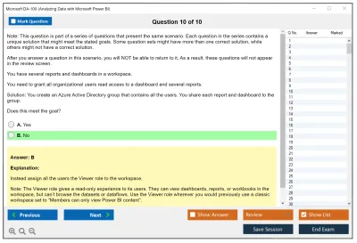 Microsoft DA-100 Analyzing Data with Microsoft Power BI Practice test exam simulator test engine exam Prep practice test questions answers Image 10