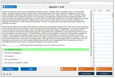 Test Prep LSAT-Test Law School Admission Test: Logical Reasoning, Reading Comprehension, Analytical Reasoning Practice test exam simulator test engine exam Prep practice test questions answers Image 1