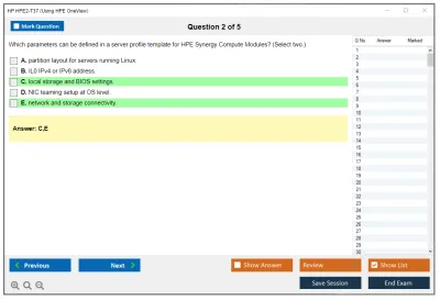 HP HPE2-T37 Using HPE OneView Practice test exam simulator test engine exam Prep practice test questions answers Image 2