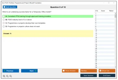 Exin P3OF Portfolio, Programme and Project Offices® Foundation Practice test exam simulator test engine exam Prep practice test questions answers Image 8