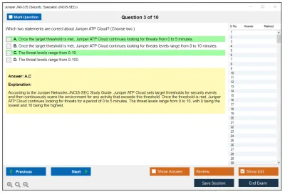 Juniper JN0-335 Security, Specialist (JNCIS-SEC) Practice test exam simulator test engine exam Prep practice test questions answers Image 3
