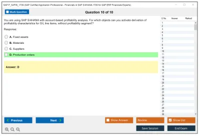 SAP P_S4FIN_1709 SAP Certified Application Professional - Financials in SAP S/4HANA 1709 for SAP ERP Financials Experts Practice test exam simulator test engine exam Prep practice test questions answers Image 10