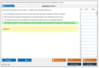 SAP C_THR82_2205 SAP Certified Application AssociateSAP SuccessFactors Performance and Goal Management 1H/2022 Practice test exam simulator test engine exam Prep practice test questions answers Image 8