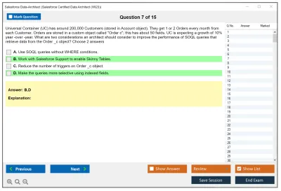 Salesforce Data-Architect Salesforce Certified Data Architect Practice test exam simulator test engine exam Prep practice test questions answers Image 7