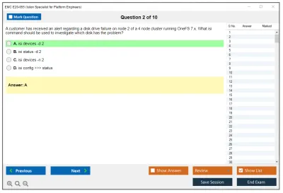 EMC E20-655 Isilon Specialist for Platform Engineers Practice test exam simulator test engine exam Prep practice test questions answers Image 2