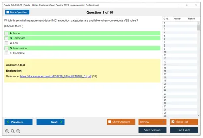 Oracle 1z0-996-22 Oracle Utilities Customer Cloud Service 2022 Implementation Professional Practice test exam simulator test engine exam Prep practice test questions answers Image 1