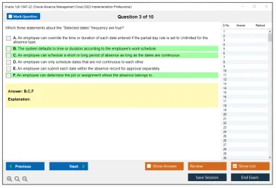 Oracle 1z0-1047-22 Oracle Absence Management Cloud 2022 Implementation Professional Practice test exam simulator test engine exam Prep practice test questions answers Image 3