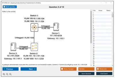 HP HPE6-A41 Applying Aruba Switching Fundamentals for Mobility Practice test exam simulator test engine exam Prep practice test questions answers Image 5