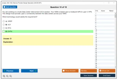 Juniper JN0-1362 Service Provider Design Specialist (JNCDS-SP) Practice test exam simulator test engine exam Prep practice test questions answers Image 10
