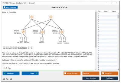 HP HPE2-W09 Aruba Data Center Network Specialist Exam Practice test exam simulator test engine exam Prep practice test questions answers Image 7