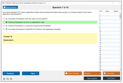IBM C1000-087 IBM Cloud Pak for Applications Solution Architect V4.1 Practice test exam simulator test engine exam Prep practice test questions answers Image 7
