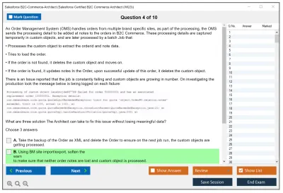 Salesforce B2C-Commerce-Architect Salesforce Certified B2C Commerce Architect Practice test exam simulator test engine exam Prep practice test questions answers Image 4