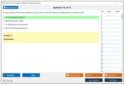 BCS FBA15 BCS Foundation Certificate in Business Analysis Practice test exam simulator test engine exam Prep practice test questions answers Image 10
