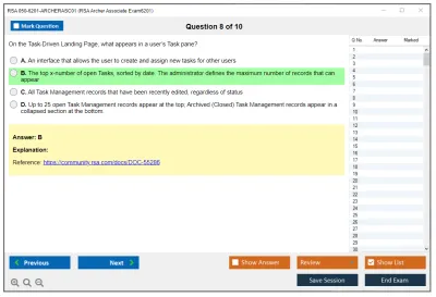 RSA 050-6201-ARCHERASC01 RSA Archer Associate Exam6201 Practice test exam simulator test engine exam Prep practice test questions answers Image 8