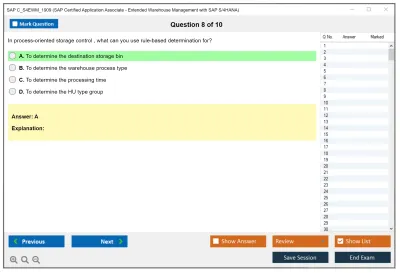 SAP C_S4EWM_1909 SAP Certified Application Associate - Extended Warehouse Management with SAP S/4HANA Practice test exam simulator test engine exam Prep practice test questions answers Image 8