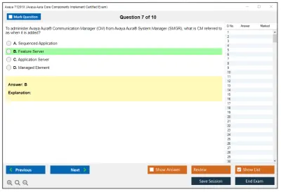 Avaya 71201X Avaya AuraCore Components Implement Certified Exam Practice test exam simulator test engine exam Prep practice test questions answers Image 7