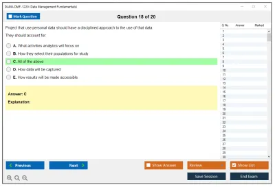 DAMA DMF-1220 Data Management Fundamentals Practice test exam simulator test engine exam Prep practice test questions answers Image 18