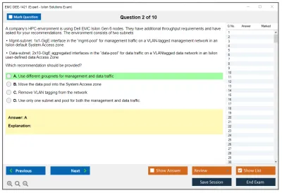 EMC DEE-1421 Expert - Isilon Solutions Exam Practice test exam simulator test engine exam Prep practice test questions answers Image 2