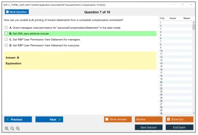 SAP C_THR86_2205 SAP Certified Application AssociateSAP SuccessFactors Compensation 1H/2022 Practice test exam simulator test engine exam Prep practice test questions answers Image 7
