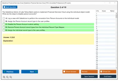Salesforce Financial-Services-Cloud Salesforce Financial Services Cloud (FSC) Accredited Professional (AP) Practice test exam simulator test engine exam Prep practice test questions answers Image 2