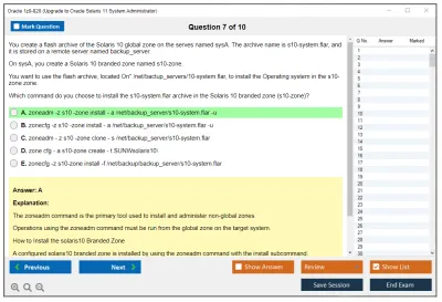 Oracle 1z0-820 Upgrade to Oracle Solaris 11 System Administrator Practice test exam simulator test engine exam Prep practice test questions answers Image 7