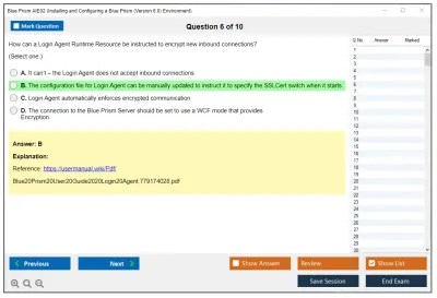 Blue Prism AIE02 Installing and Configuring a Blue Prism (Version 6.0) Environment (EN) Practice test exam simulator test engine exam Prep practice test questions answers Image 6