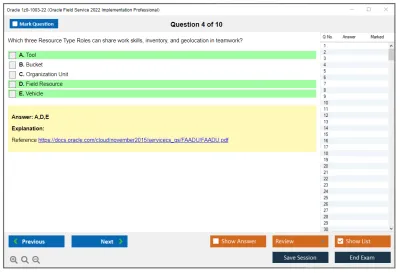 Oracle 1z0-1003-22 Oracle Field Service 2022 Implementation Professional Practice test exam simulator test engine exam Prep practice test questions answers Image 4