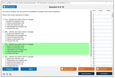 SAP C_AUDSEC_731 SAP Certified Technology Associate - SAP Authorization and Auditing for SAP NetWeaver 7.31 Practice test exam simulator test engine exam Prep practice test questions answers Image 9