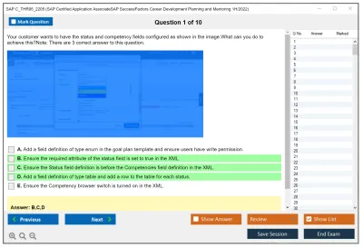 SAP C_THR95_2205 SAP Certified Application AssociateSAP SuccessFactors Career Development Planning and Mentoring 1H/2022 Practice test exam simulator test engine exam Prep practice test questions answers Image 1