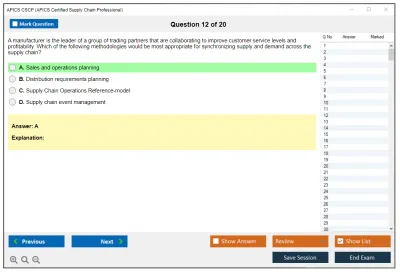 APICS CSCP Certified Supply Chain Professional Exam Practice test exam simulator test engine exam Prep practice test questions answers Image 12