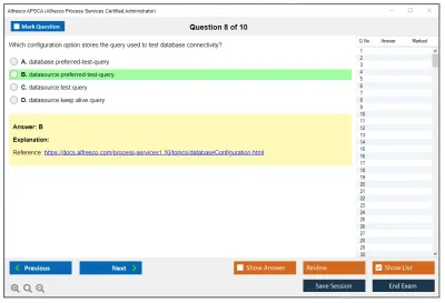 Alfresco APSCA Alfresco Process Services Certified Administrator Practice test exam simulator test engine exam Prep practice test questions answers Image 8
