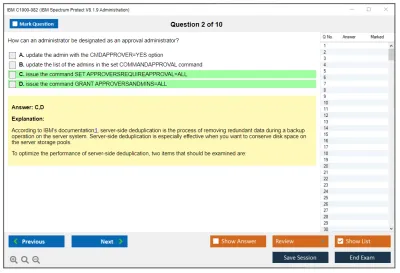 IBM C1000-082 IBM Spectrum Protect V8.1.9 Administration Practice test exam simulator test engine exam Prep practice test questions answers Image 2