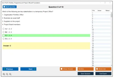 Exin P3OF Portfolio, Programme and Project Offices® Foundation Practice test exam simulator test engine exam Prep practice test questions answers Image 9