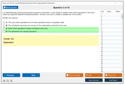 Oracle 1z0-1075-22 Oracle Manufacturing Cloud 2022 Implementation Professional Practice test exam simulator test engine exam Prep practice test questions answers Image 3