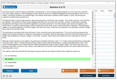 TOEFL TOEFL-Reading-Comprehension Test of English as a Foreign Language - Reading Comprehension Practice test exam simulator test engine exam Prep practice test questions answers Image 8