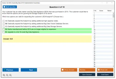 Oracle 1z0-449 Oracle Big Data 2016 Implementation Essentials Practice test exam simulator test engine exam Prep practice test questions answers Image 4