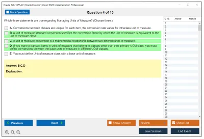 Oracle 1z0-1073-22 Oracle Inventory Cloud 2022 Implementation Professional Practice test exam simulator test engine exam Prep practice test questions answers Image 4