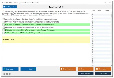 Oracle 1z0-432 Oracle Real Application Clusters 12c Essentials Practice test exam simulator test engine exam Prep practice test questions answers Image 3