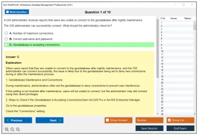 Esri EGMP2201 Enterprise Geodata Management Professional 2201 Practice test exam simulator test engine exam Prep practice test questions answers Image 1